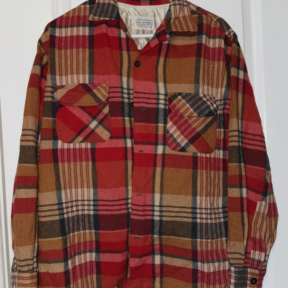 Vintage Plaid Shirt Jacket in Red and Brown